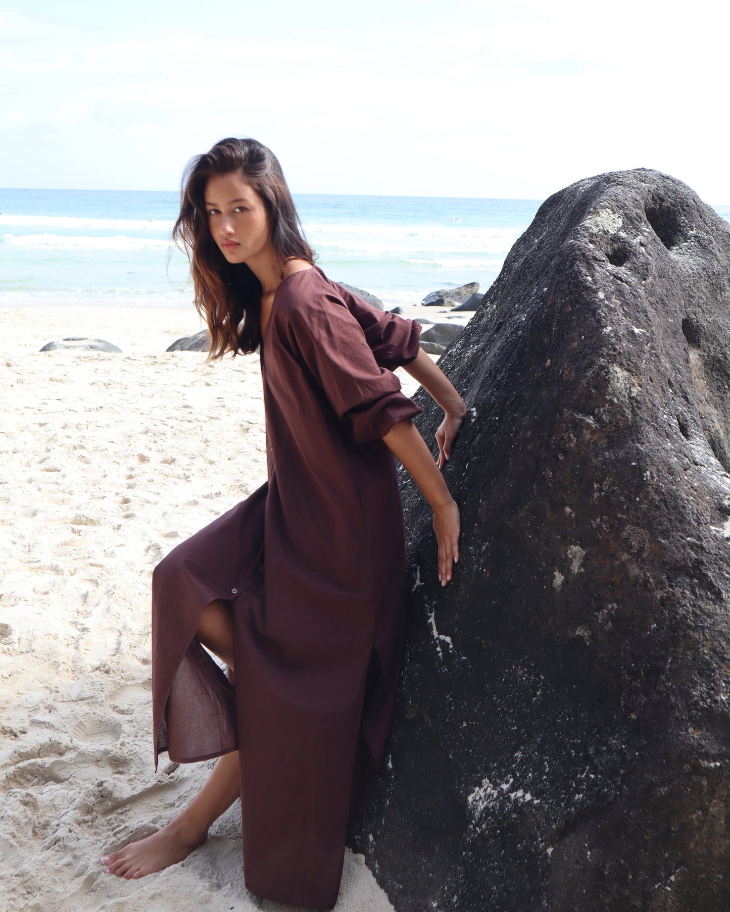 Luca Long Dress - dark brown (Pre Order)