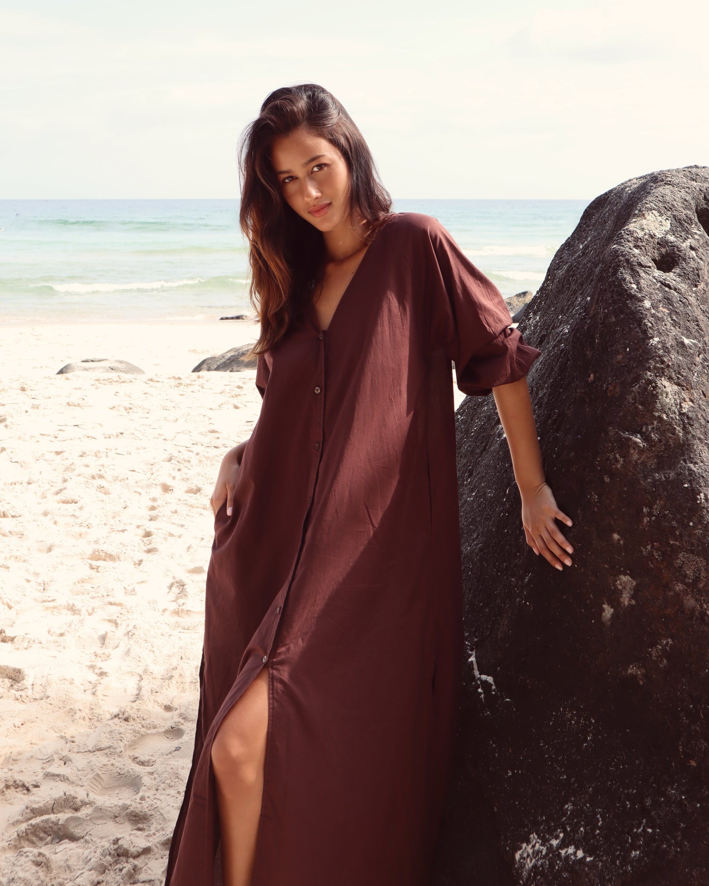 Luca Long Dress - dark brown (Pre Order)