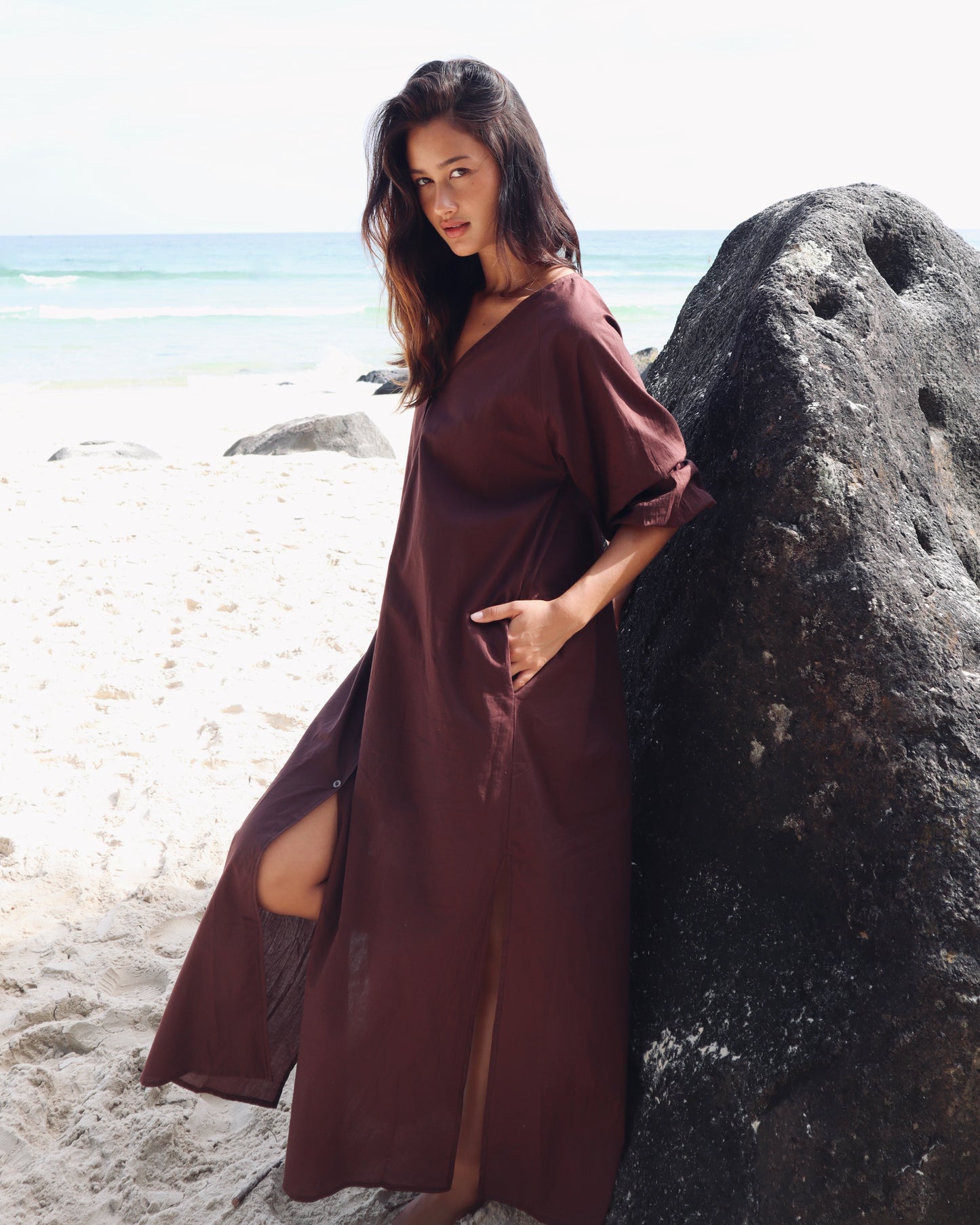 Luca Long Dress - dark brown (Pre Order)
