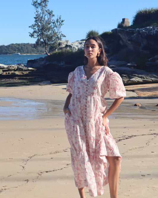 Rosabel Long Dress - Pink Floral