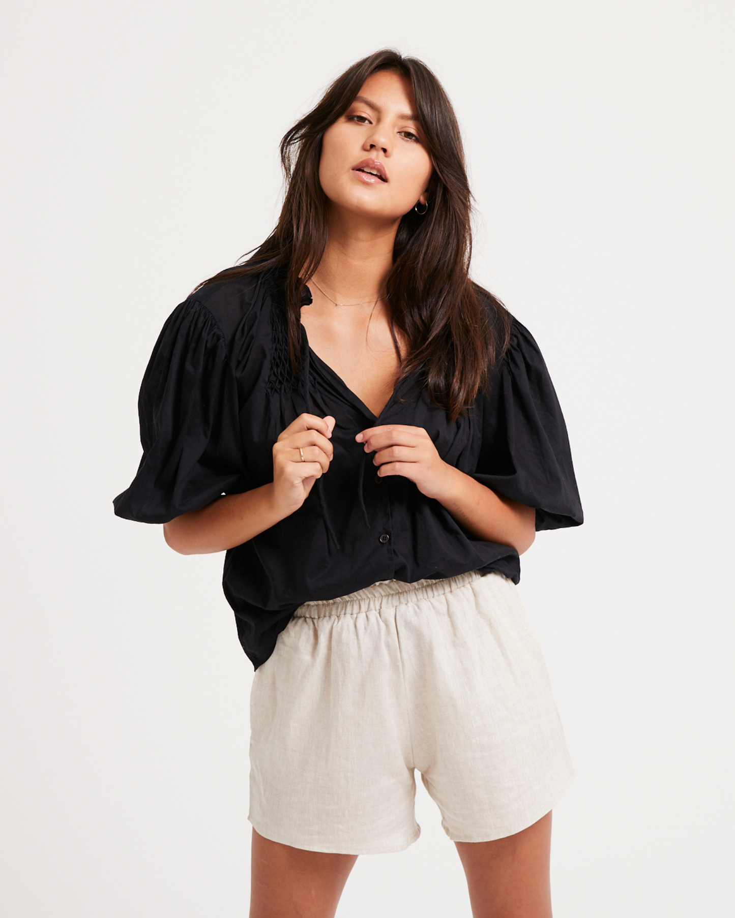 Lily Blouse - black cotton - Louley
