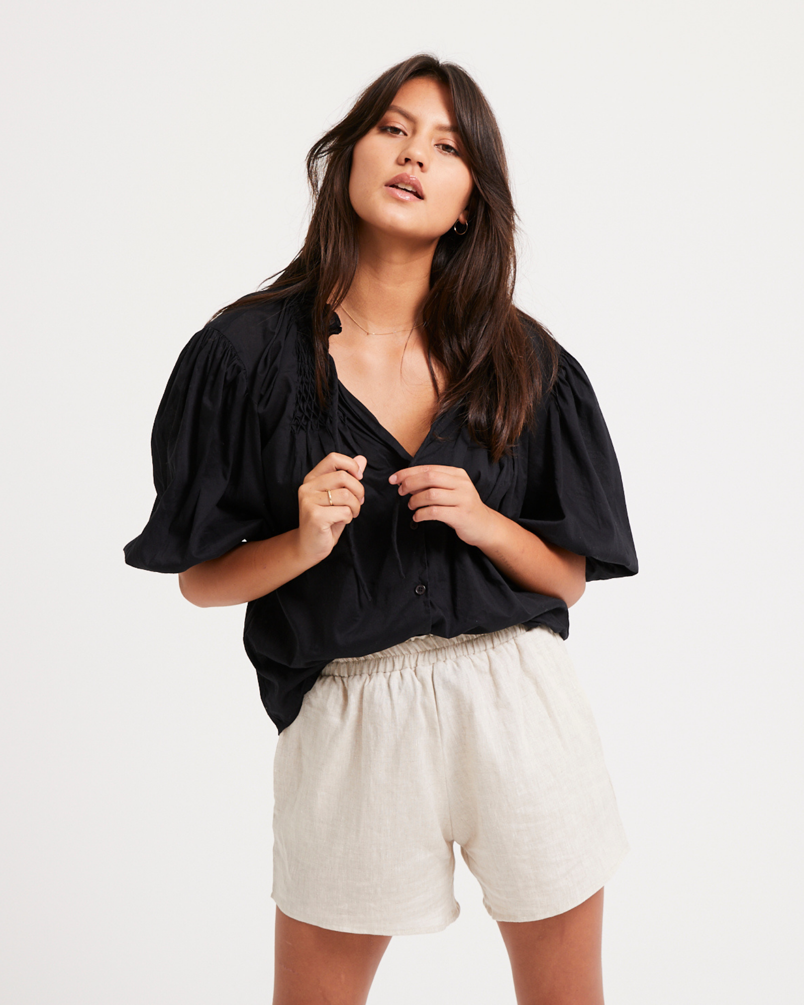 Lily Blouse - black cotton - Louley