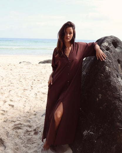 Luca Long Dress - dark brown (Pre Order)