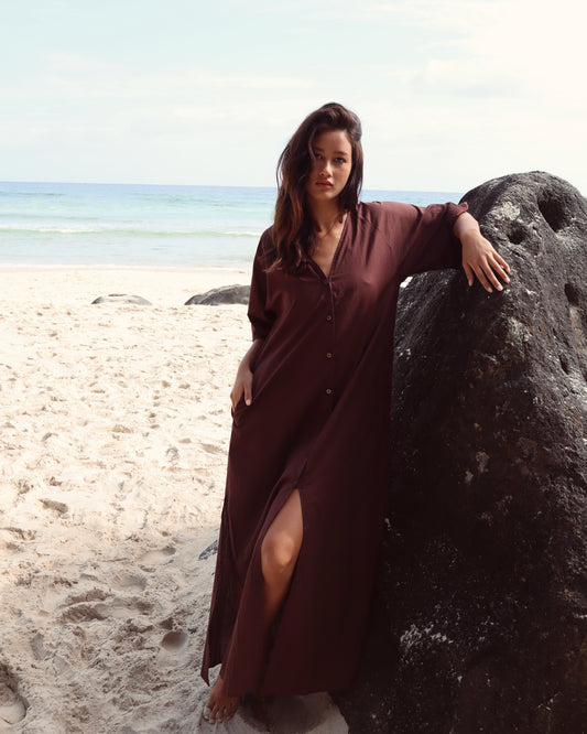 Luca Long Dress - dark brown (Pre Order)
