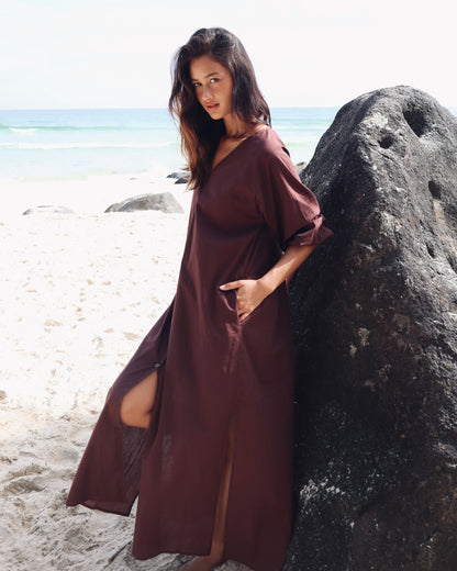 Luca Long Dress - dark brown (Pre Order)