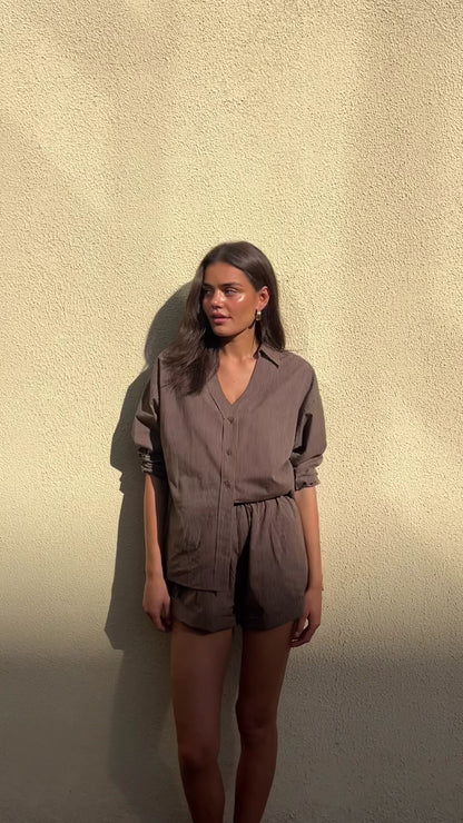 Lennox Shirt - Brown Stripe
