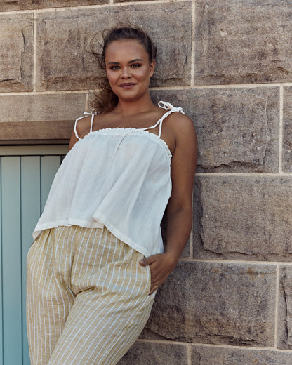 Zeta Linen Pants - Lemongrass