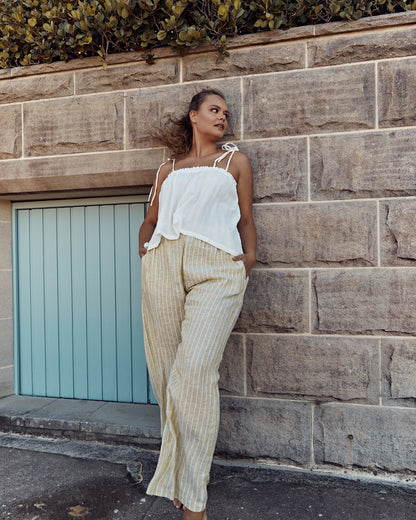 Zeta Linen Pants - Lemongrass