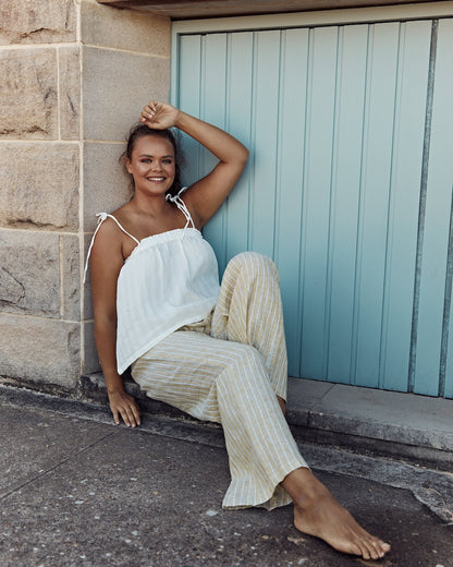 Zeta Linen Pants - Lemongrass