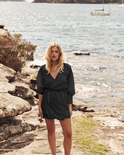 Molly Wrap Dress - Black - final sale