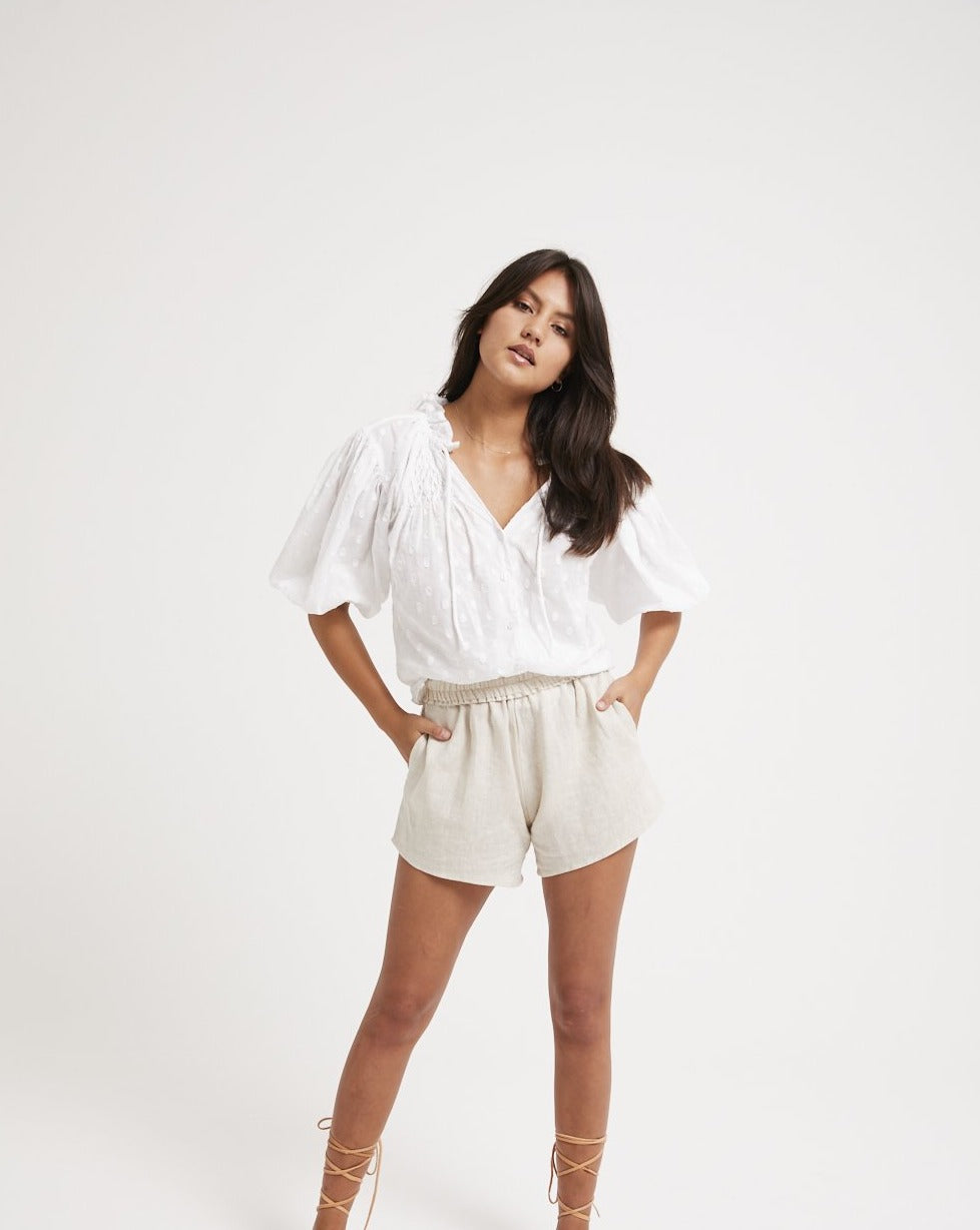 Lily Blouse - white dot cotton - Louley