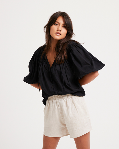 Lily Blouse - black cotton - Louley