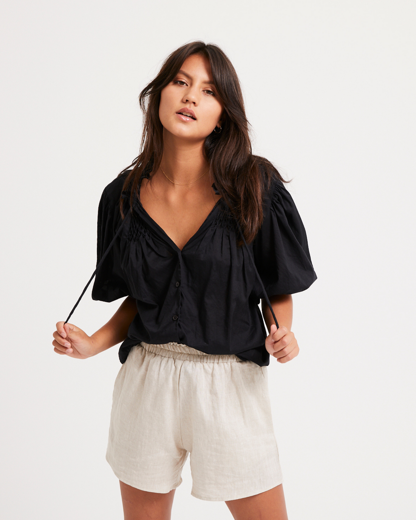 Lily Blouse - black cotton - Louley