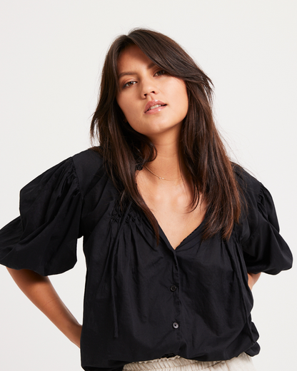 Lily Blouse - black cotton - Louley
