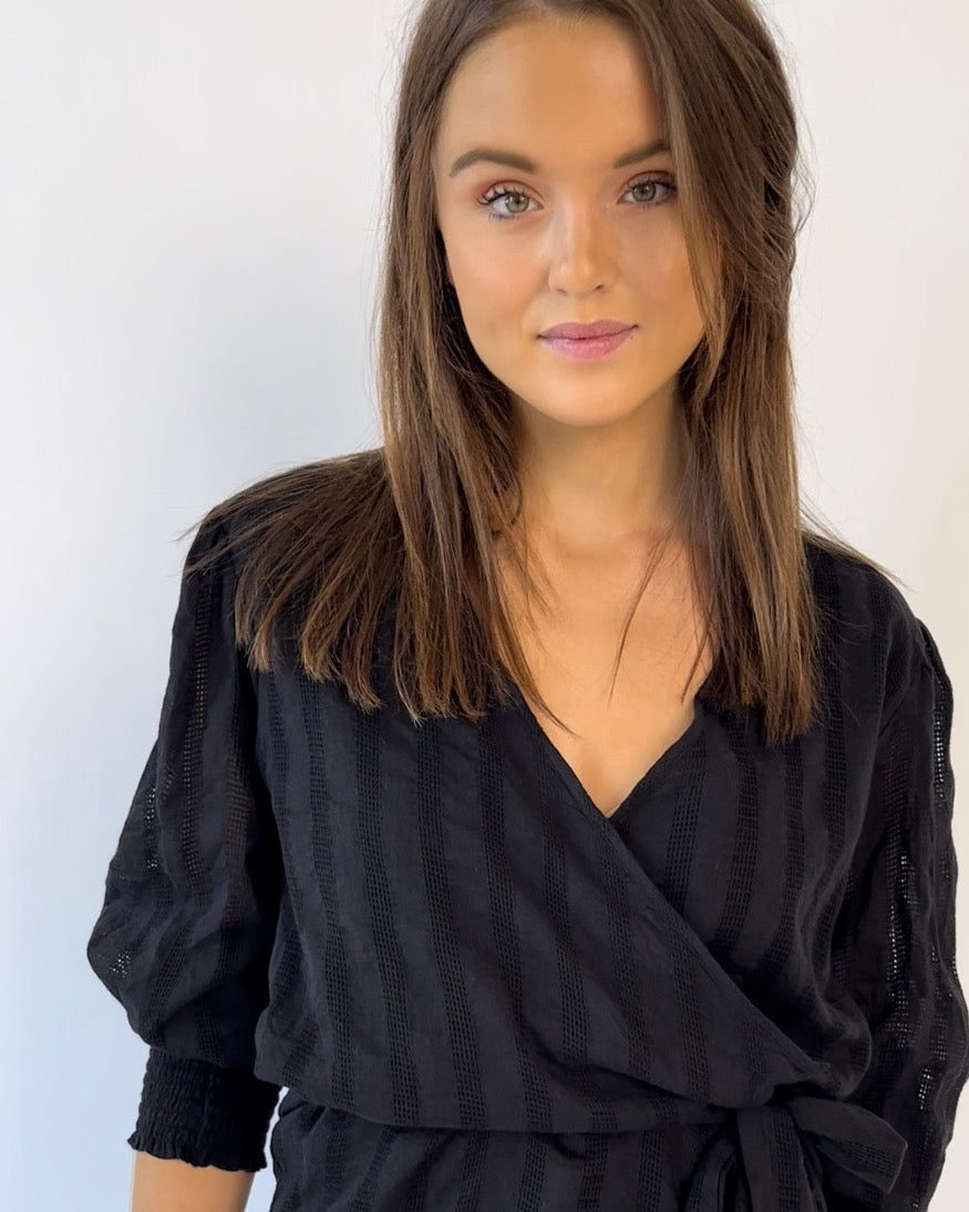 Molly Wrap Dress - Black - final sale